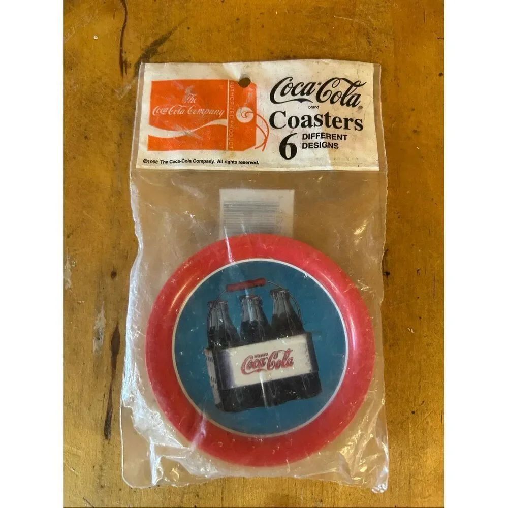VINTAGE COCA-COLA 6CT METAL COASTERS 1998 NOS NIP (5385)